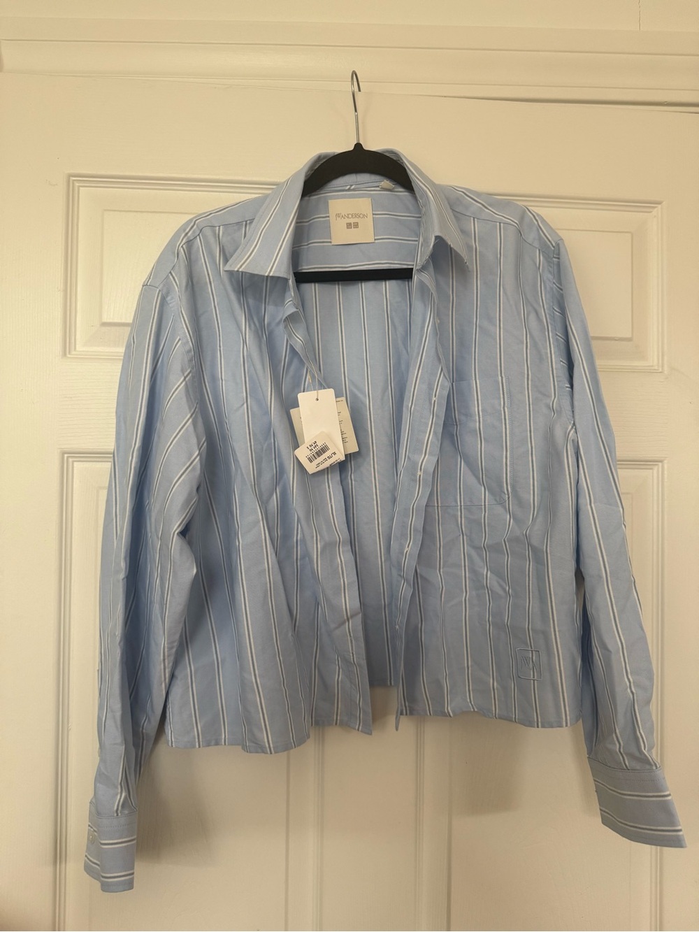 JW Anderson UNIQLO Men’s Light Blue Stripe Button-Up Shirt